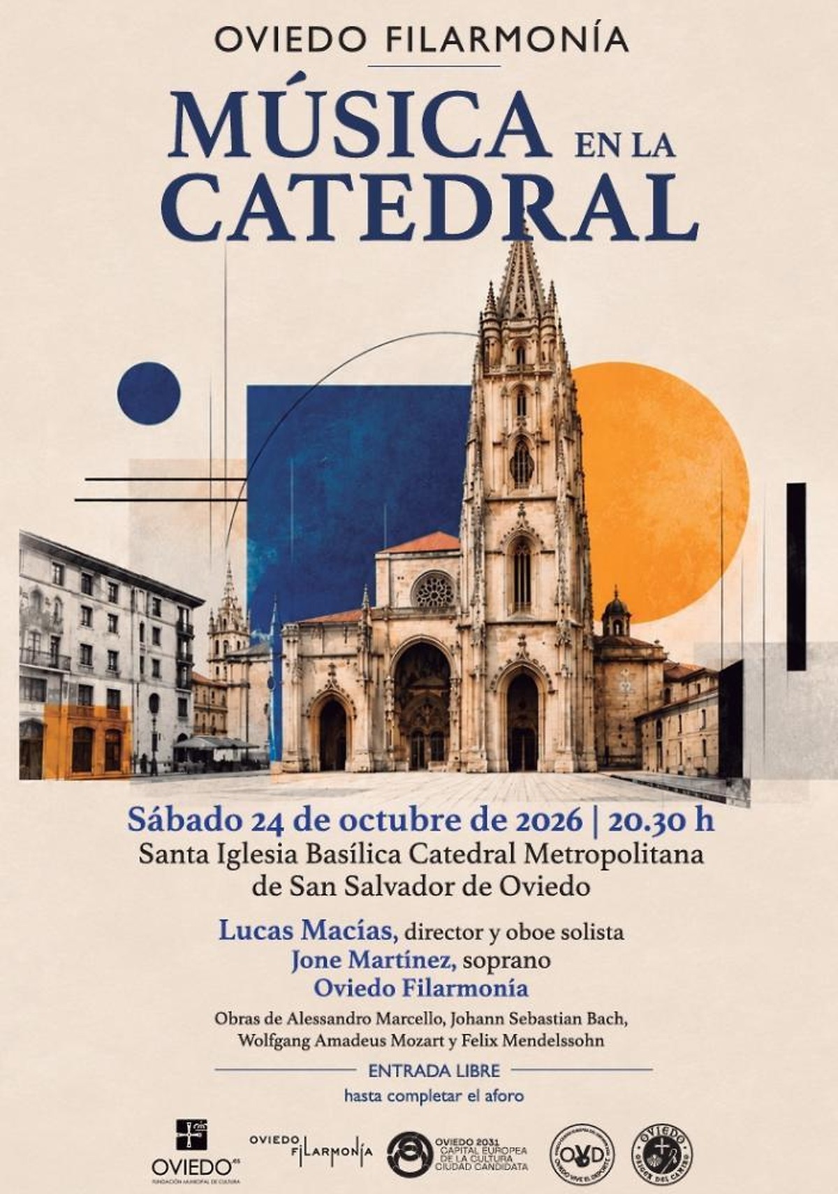 Concierto gratuítu d'Oviedo Filarmonía el 24 d'ochobre na Catedral con Lucas Macías