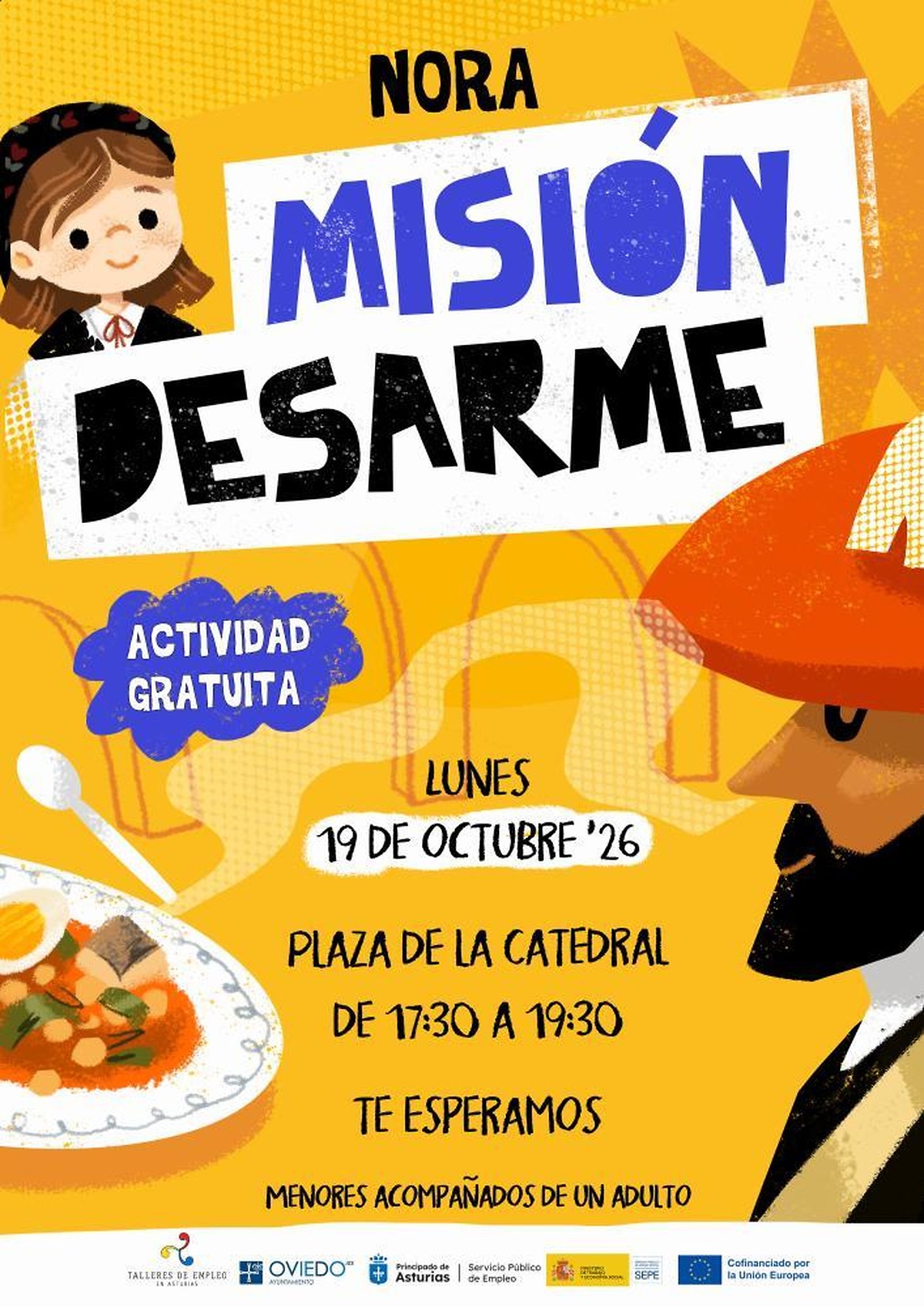El Taller de Empleo Oviedo Activa celebra el Desarme con una tarde de xuegos y talleres na plaza de la Catedral